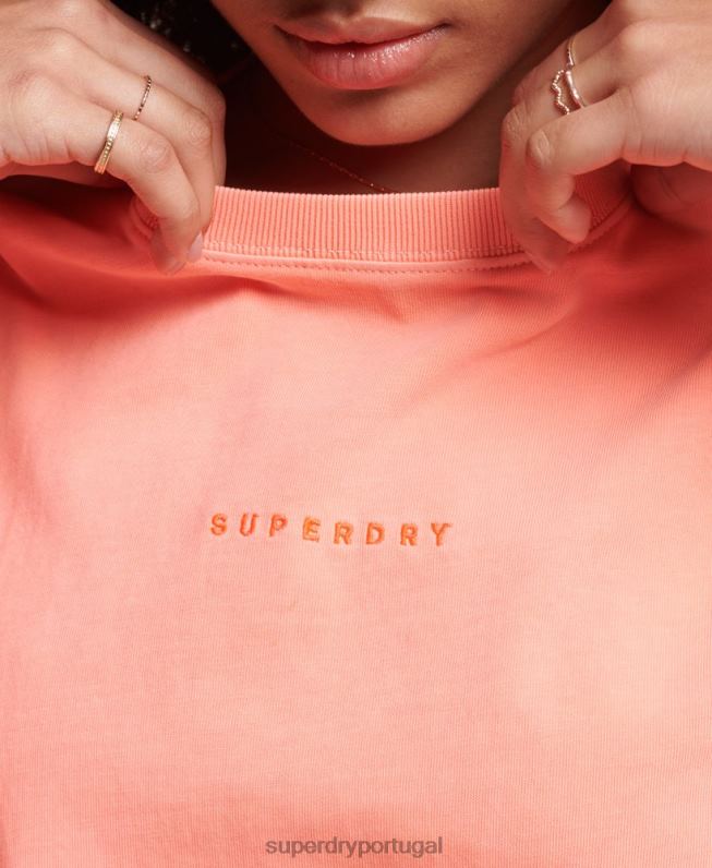 camiseta quadrada superdimensionada micro oversized mulheres coral roupas Superdry 2208H2248