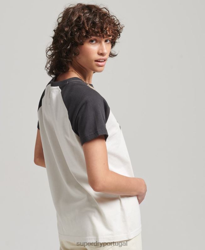 camiseta raglan indie mulheres branco roupas Superdry 2208H6251