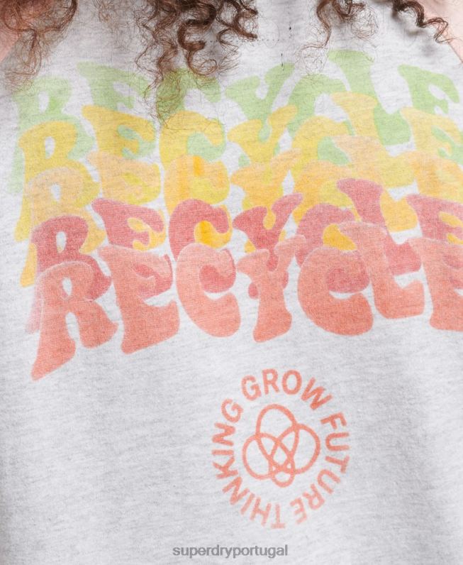 camiseta raglan reciclada mulheres cinza roupas Superdry 2208H6225