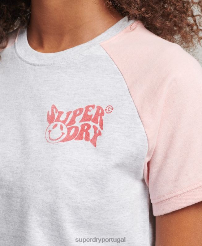 camiseta raglan reciclada mulheres cinza roupas Superdry 2208H6225