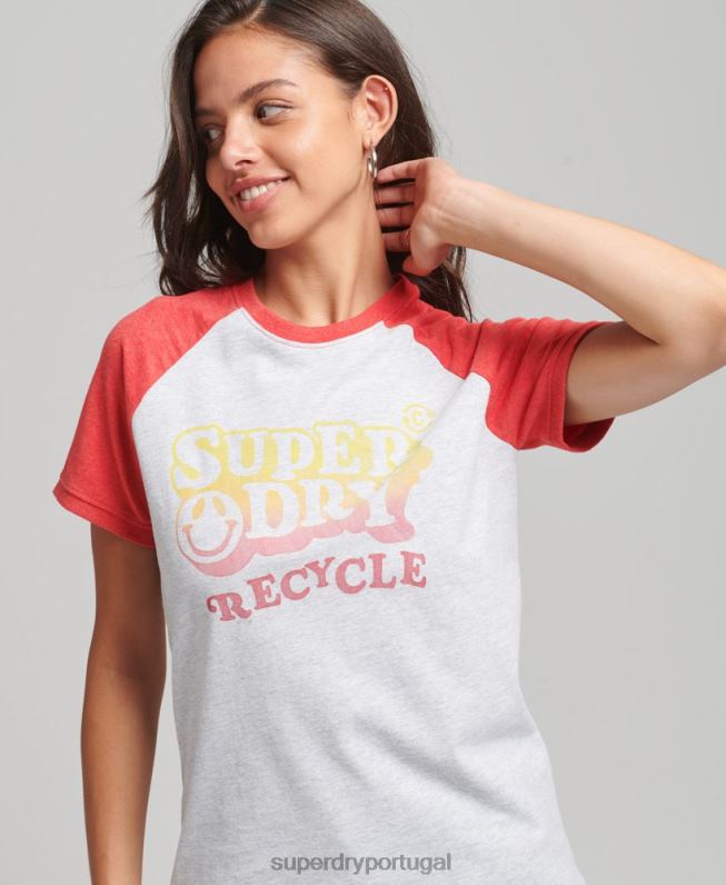 camiseta raglan reciclada mulheres cinza roupas Superdry 2208H6237