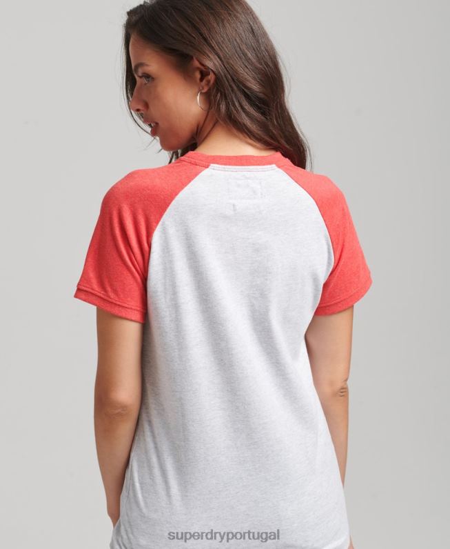 camiseta raglan reciclada mulheres cinza roupas Superdry 2208H6237