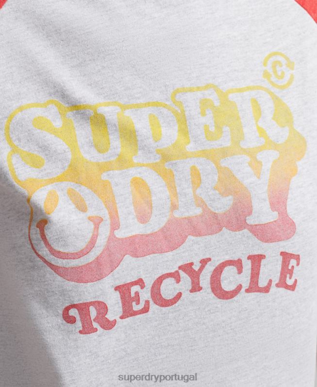 camiseta raglan reciclada mulheres cinza roupas Superdry 2208H6237