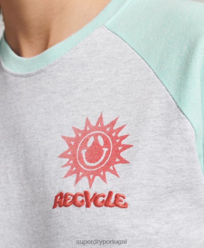camiseta raglan reciclada mulheres cinza roupas Superdry 2208H6287