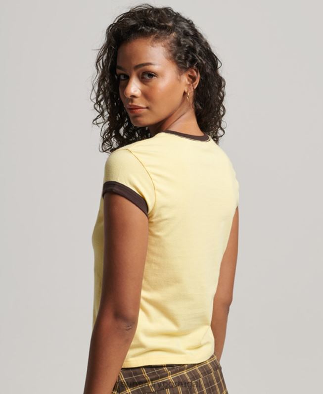 camiseta ringer mulheres amarelo roupas Superdry 2208H2706