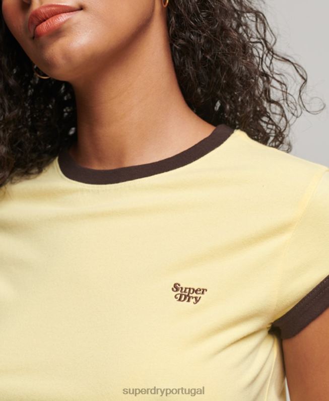 camiseta ringer mulheres amarelo roupas Superdry 2208H2706