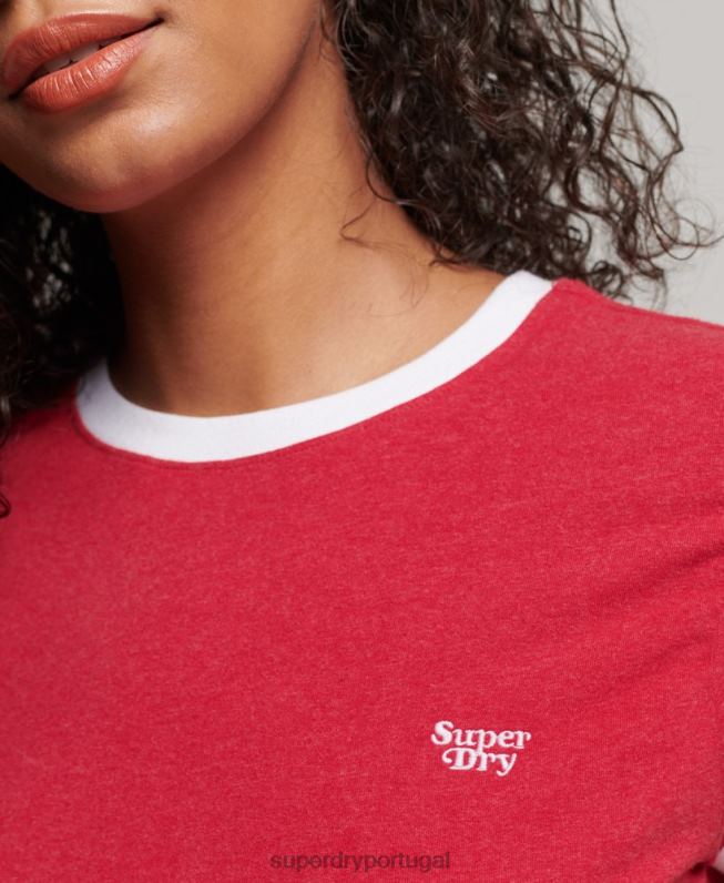 camiseta ringer mulheres vermelho roupas Superdry 2208H2674