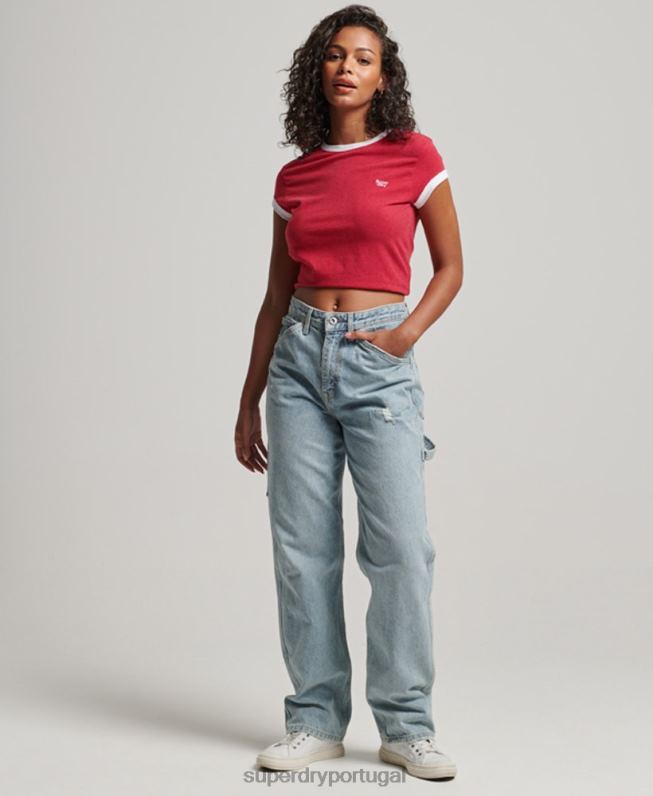 camiseta ringer mulheres vermelho roupas Superdry 2208H2674