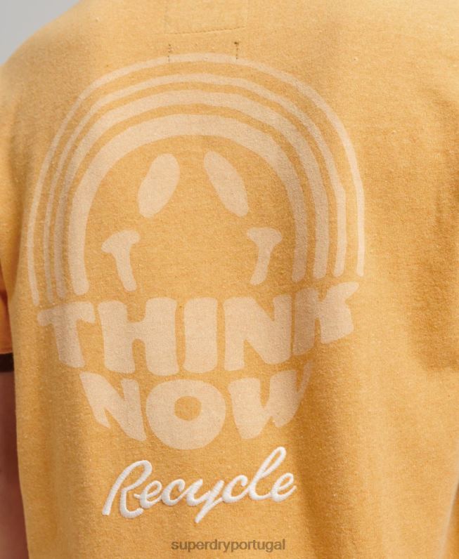 camiseta ringer reciclada mulheres amarelo roupas Superdry 2208H6241
