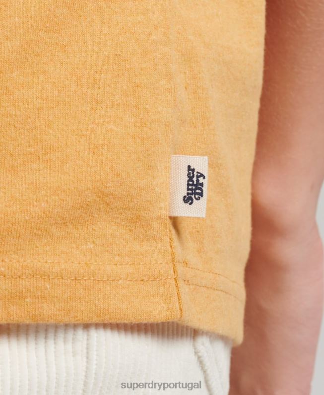 camiseta ringer reciclada mulheres amarelo roupas Superdry 2208H6241