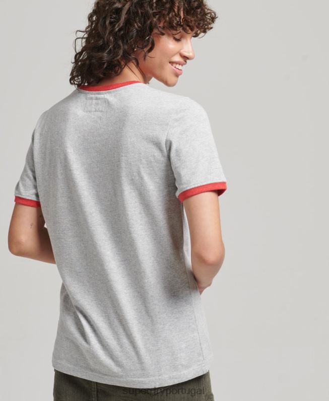camiseta ringer reciclada mulheres cinza roupas Superdry 2208H6254