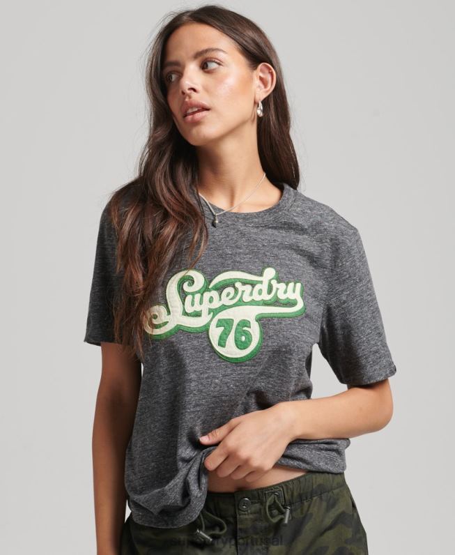 camiseta roteiro nostalgia mulheres cinza escuro roupas Superdry 2208H2800