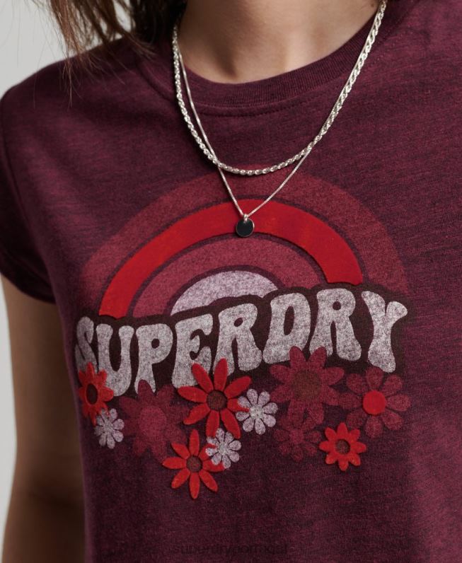 camiseta skinny vintage anos 70 mulheres vermelho roupas Superdry 2208H2626
