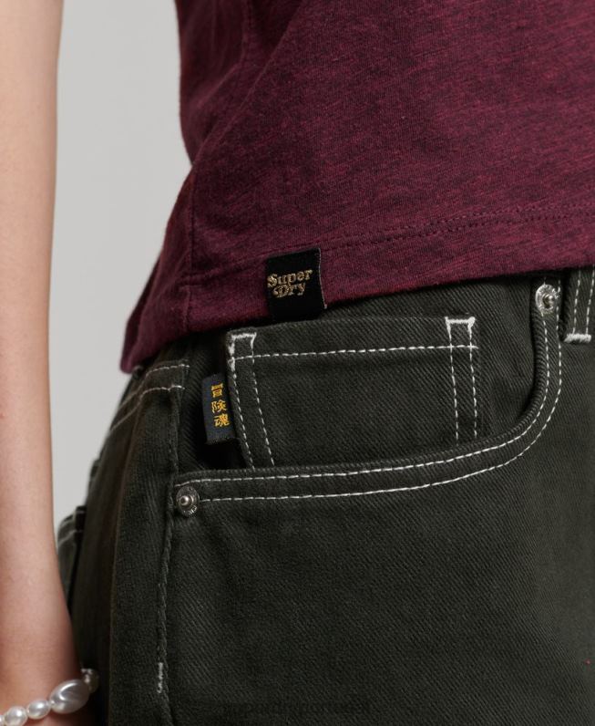 camiseta skinny vintage anos 70 mulheres vermelho roupas Superdry 2208H2626