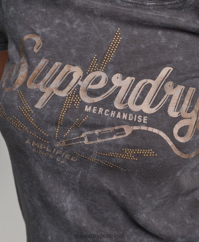 camiseta skinny vintage merch store mulheres preto roupas Superdry 2208H2708