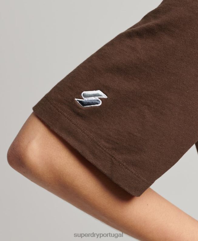 camiseta solta código linear mulheres marrom roupas Superdry 2208H6564