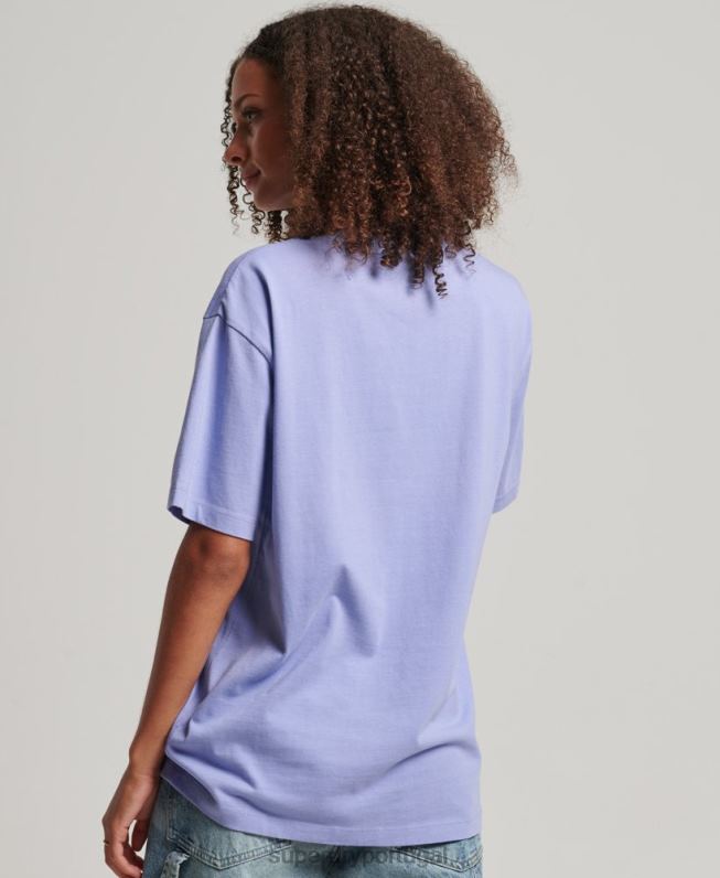 camiseta solta com aplique de logo mulheres roxo roupas Superdry 2208H6199