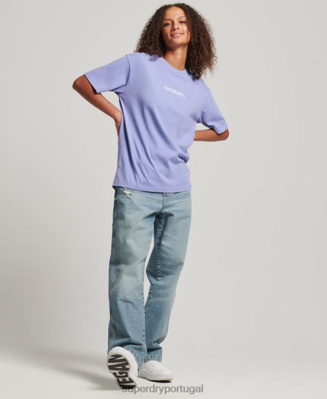 camiseta solta com aplique de logo mulheres roxo roupas Superdry 2208H6199