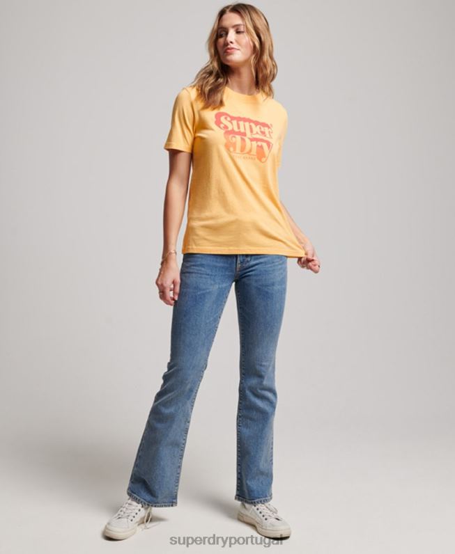 camiseta sombra vintage mulheres amarelo roupas Superdry 2208H2267