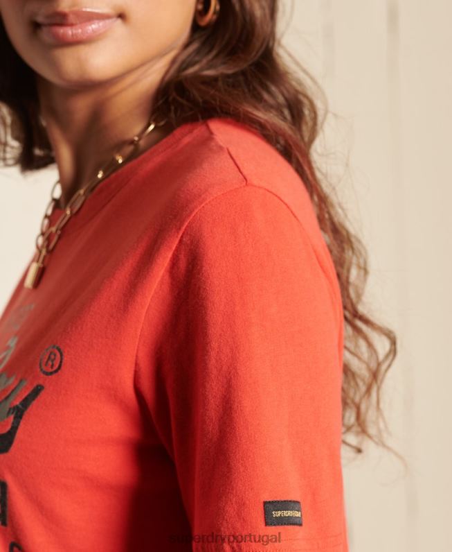 camiseta tonal com logo vintage mulheres vermelho roupas Superdry 2208H2819