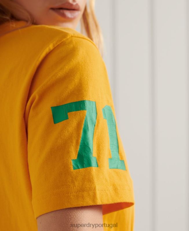 camiseta união atlética universitária mulheres ouro roupas Superdry 2208H2795