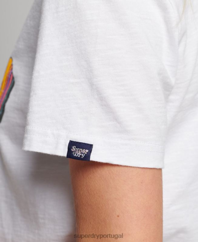 camiseta vintage arco-íris mulheres branco roupas Superdry 2208H2226