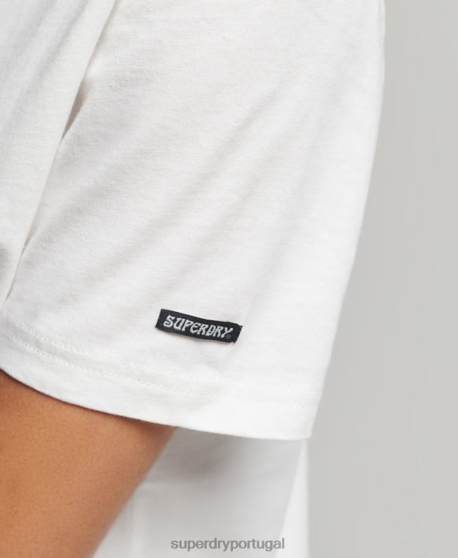 camiseta vintage com linhas cruzadas mulheres creme roupas Superdry 2208H2812