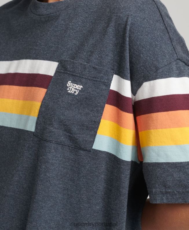 camiseta vintage com listras cali mulheres marinha roupas Superdry 2208H2807