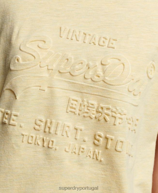 camiseta vintage com logo em relevo mulheres amarelo roupas Superdry 2208H2279