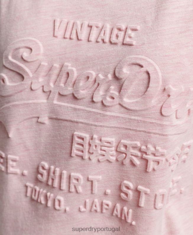 camiseta vintage com logo em relevo mulheres rosa roupas Superdry 2208H2647