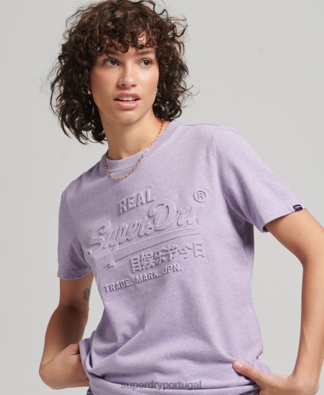 camiseta vintage com logo em relevo mulheres roxo roupas Superdry 2208H2652