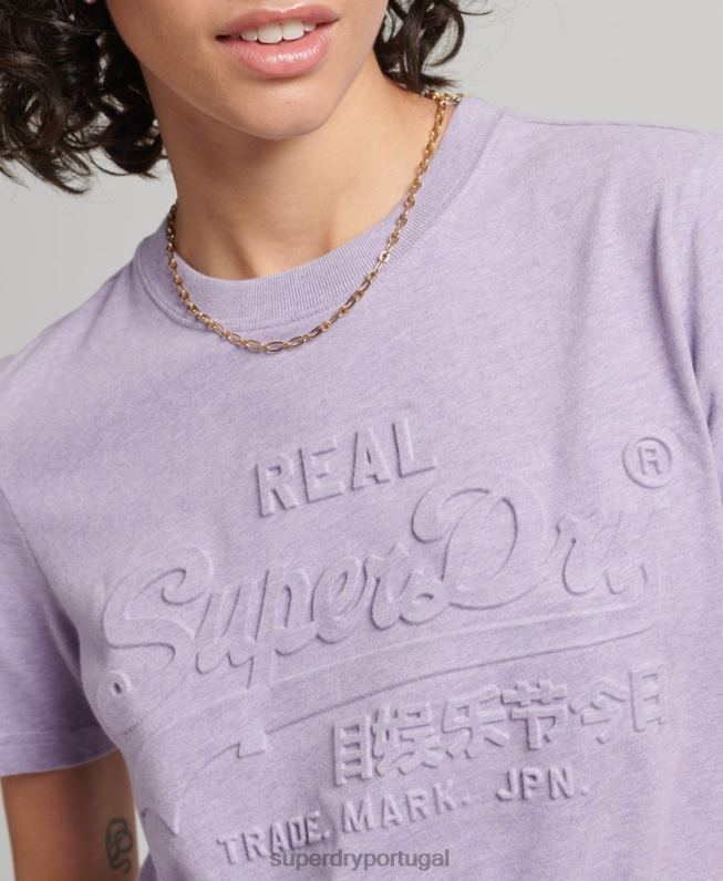 camiseta vintage com logo em relevo mulheres roxo roupas Superdry 2208H2652