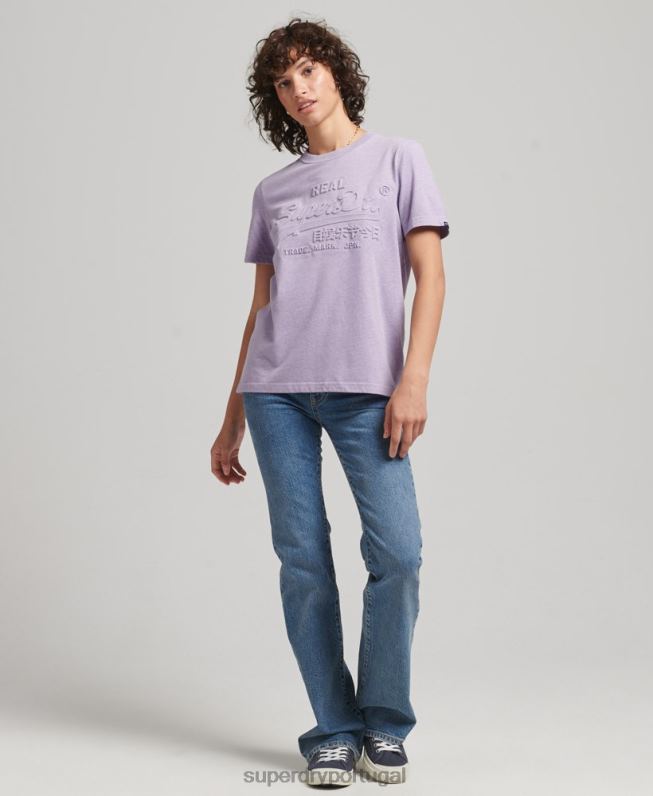 camiseta vintage com logo em relevo mulheres roxo roupas Superdry 2208H2652