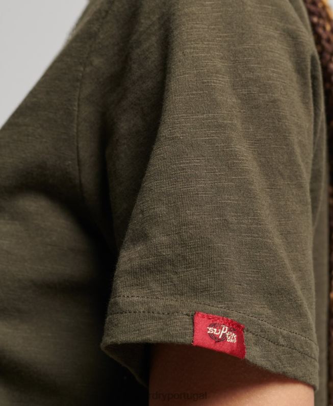 camiseta vintage com logo enfeitado mulheres caqui roupas Superdry 2208H2696