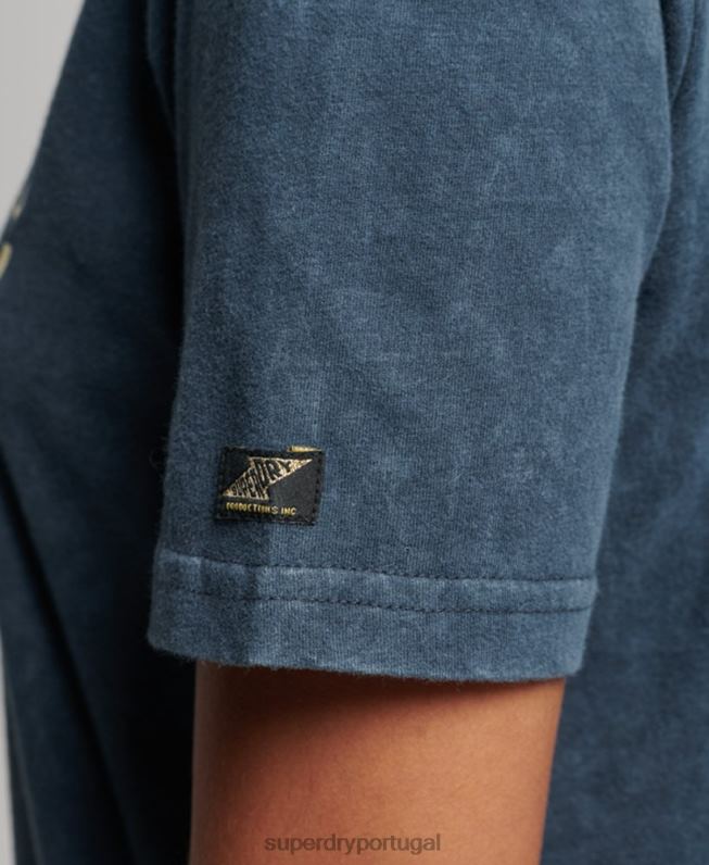 camiseta vintage com logo enfeitado mulheres marinha roupas Superdry 2208H2695