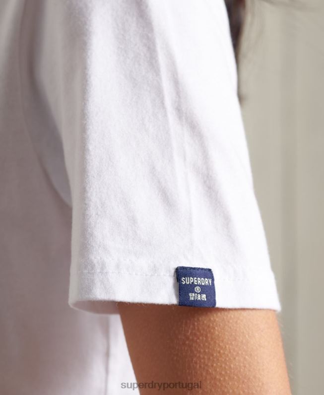 camiseta vintage com logo mulheres branco roupas Superdry 2208H2852