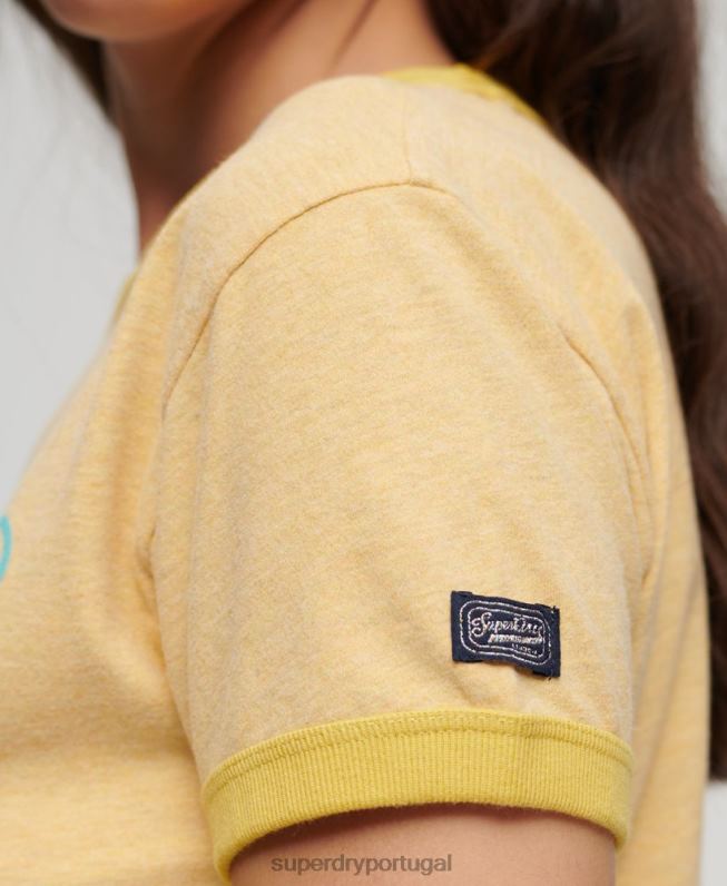 camiseta vintage com logo neon mulheres amarelo roupas Superdry 2208H2643