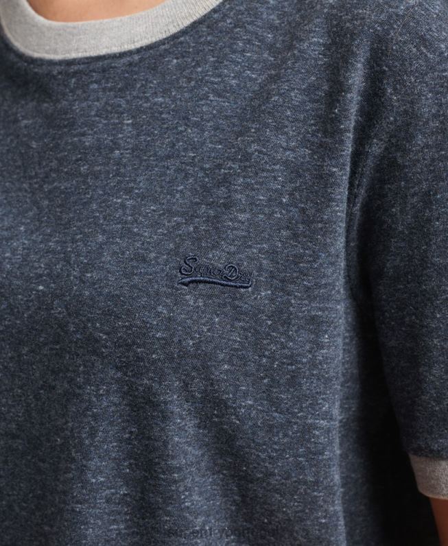 camiseta vintage com logo ringer de algodão orgânico mulheres marinha roupas Superdry 2208H6239