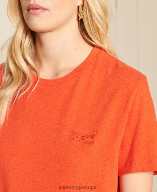 camiseta vintage com logo vintage de algodão orgânico mulheres laranja roupas Superdry 2208H6297