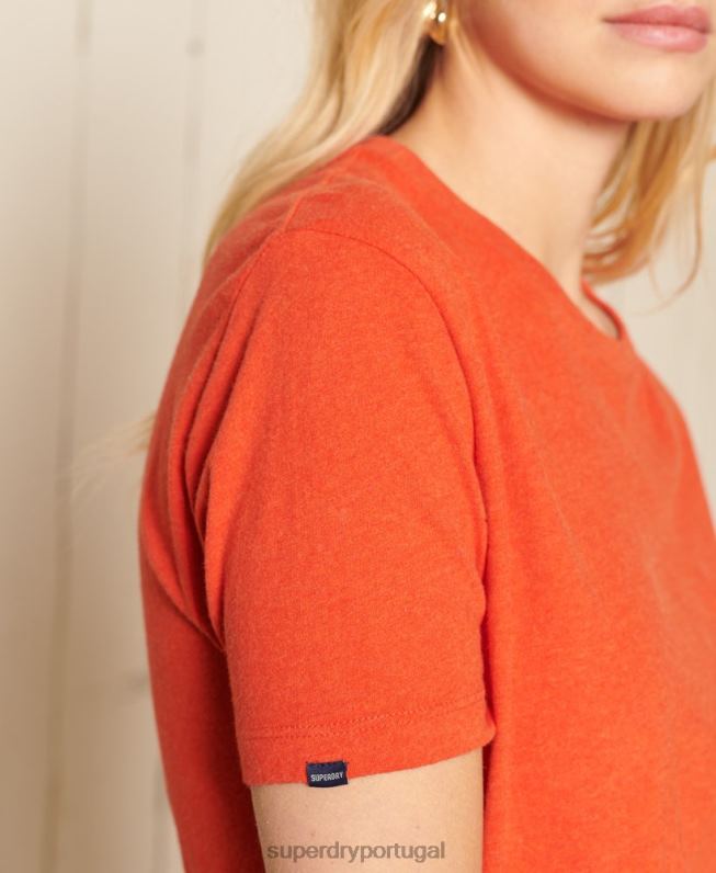 camiseta vintage com logo vintage de algodão orgânico mulheres laranja roupas Superdry 2208H6297