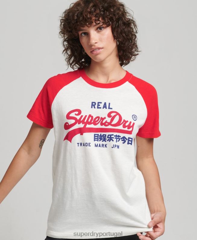 camiseta vintage com logo vintage mulheres branco roupas Superdry 2208H2837