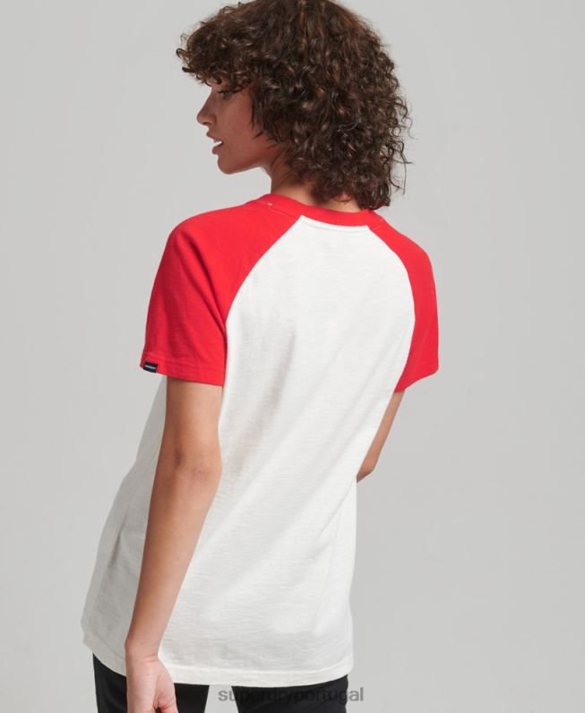 camiseta vintage com logo vintage mulheres branco roupas Superdry 2208H2837