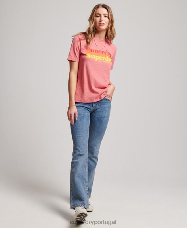 camiseta vintage com preenchimento de script mulheres vermelho roupas Superdry 2208H2672