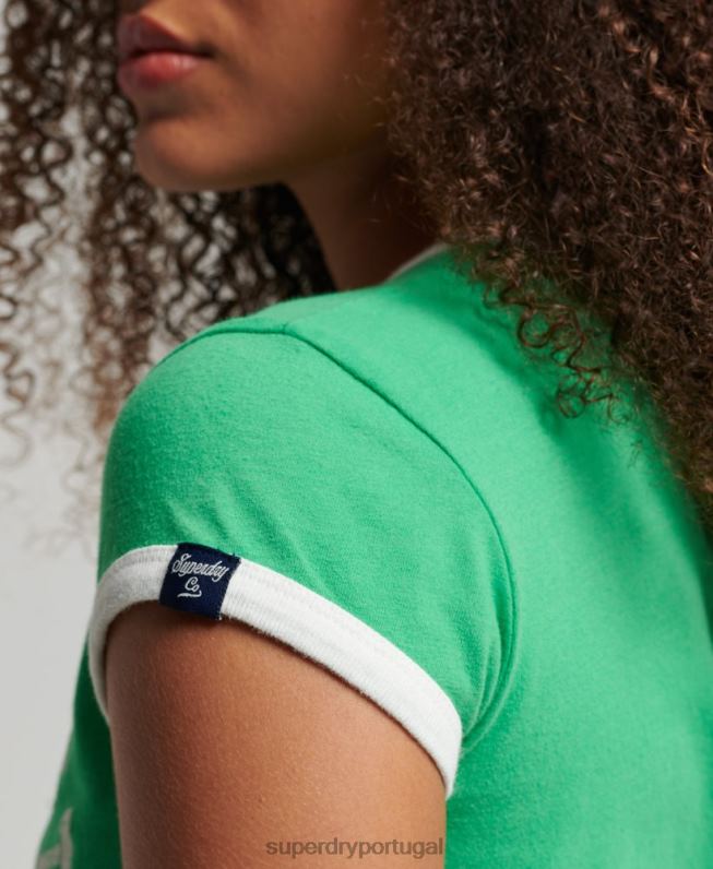 camiseta vintage com toque atlético mulheres verde roupas Superdry 2208H2187