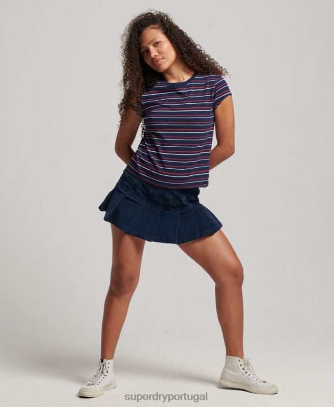camiseta vintage cortada mulheres marinha roupas Superdry 2208H6197