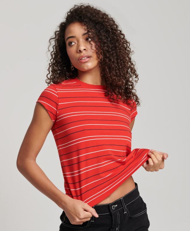 camiseta vintage cortada mulheres vermelho roupas Superdry 2208H6195