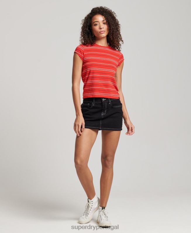 camiseta vintage cortada mulheres vermelho roupas Superdry 2208H6195