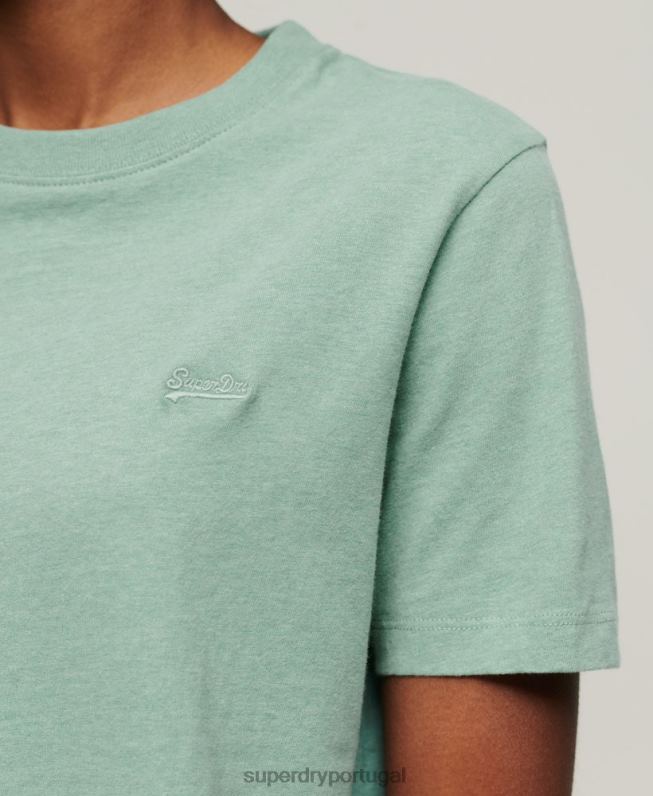 camiseta vintage de algodão orgânico com logo bordado mulheres verde roupas Superdry 2208H2250