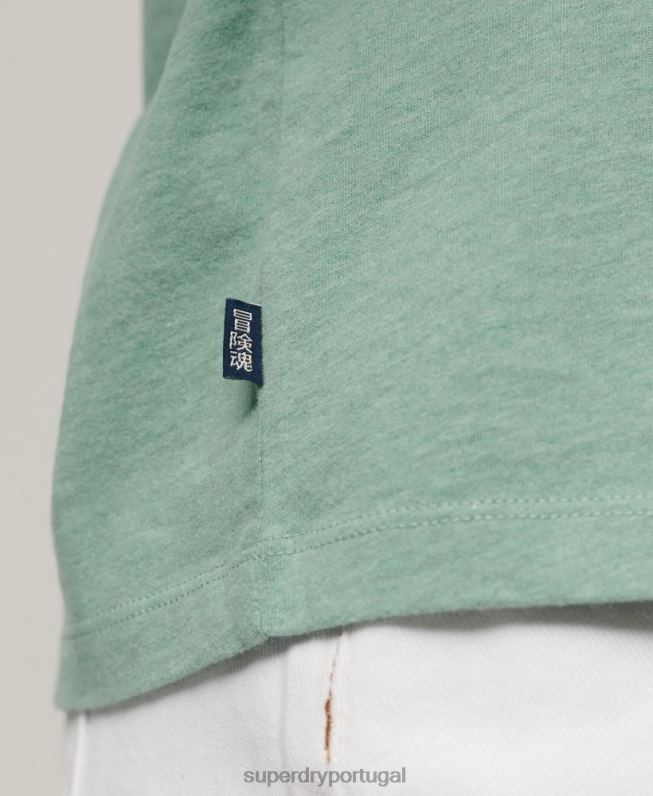 camiseta vintage de algodão orgânico com logo bordado mulheres verde roupas Superdry 2208H2250