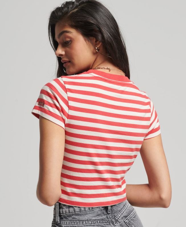 camiseta vintage de algodão orgânico mulheres vermelho roupas Superdry 2208H6235